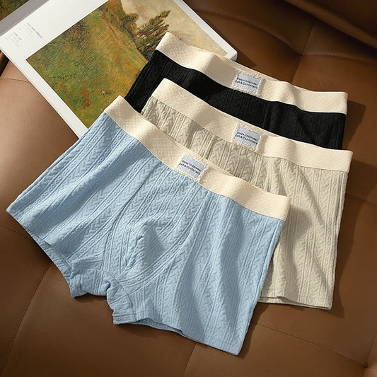 Pack de 3 calzoncillos bóxer de punto jacquard 100% algodón transpirables para hombre