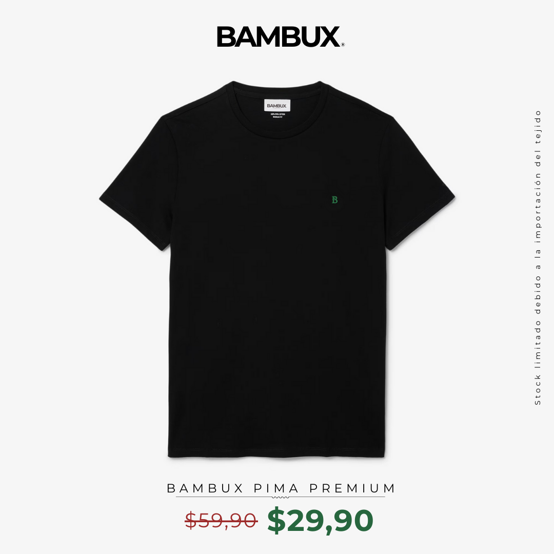 Camiseta Premium Negra Bambux Pima - Estilo y Confort