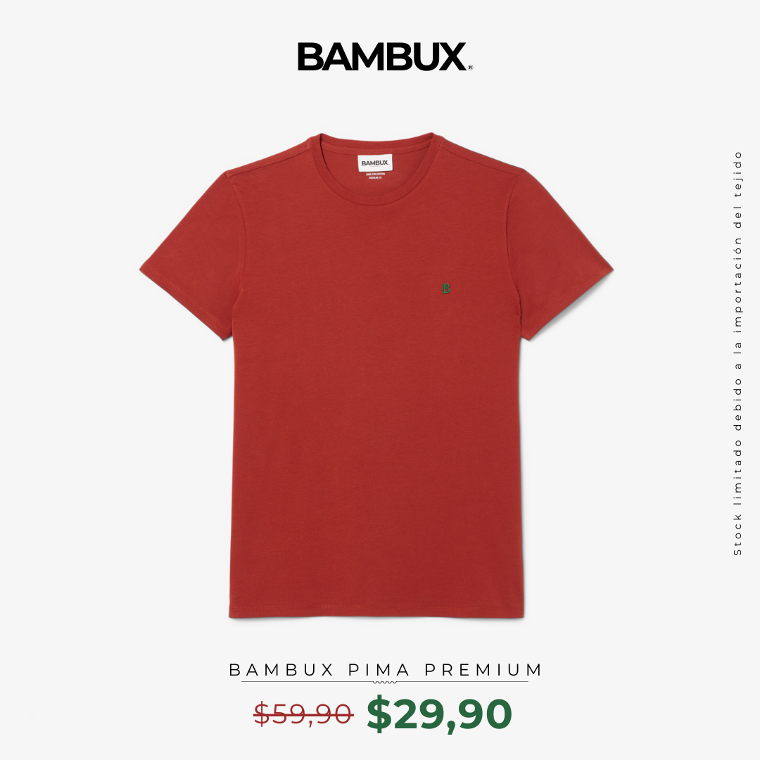 Camiseta Premium Roja Bambux Pima - Estilo y Confort