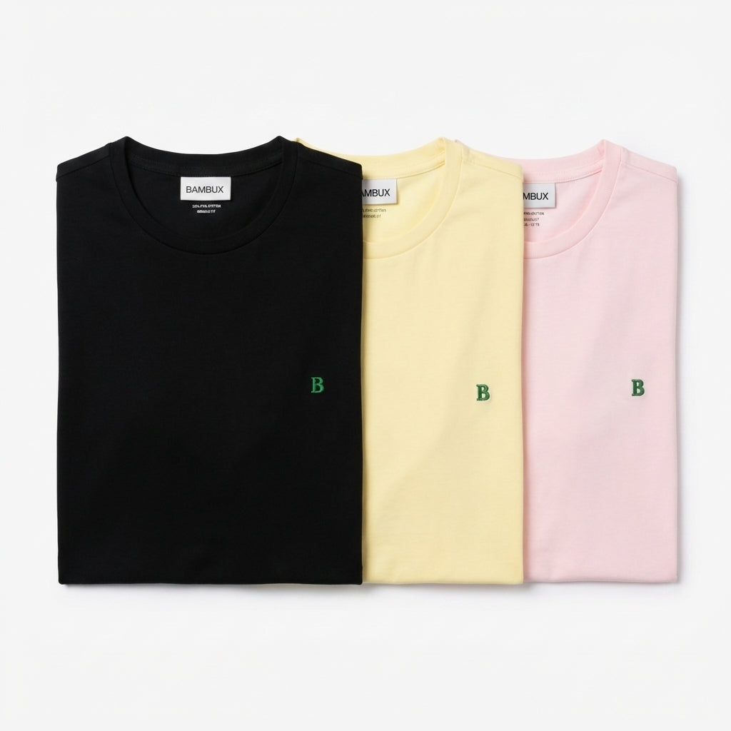 Conjunto de 3 Camisetas Bambux de Algodón Pima Auténtico - El Esencial para el Hombre Moderno