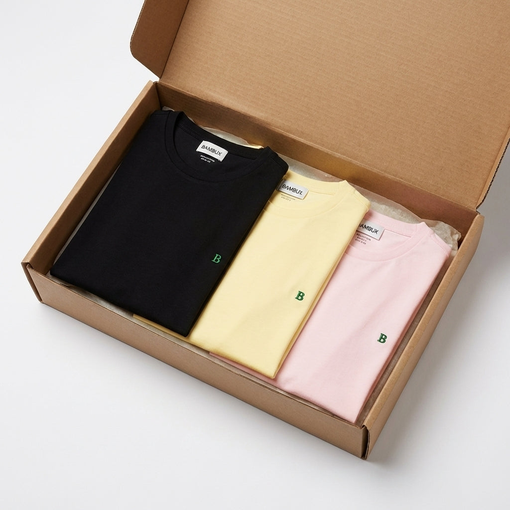 Conjunto de 3 Camisetas Bambux de Algodón Pima Auténtico - El Esencial para el Hombre Moderno